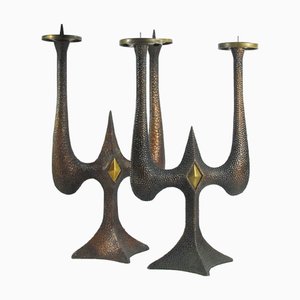 Mid-Century Modern Brutalist Metal Candleholders from CCCR, 1970s, Set of 2
