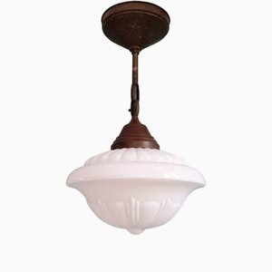 Art Deco Pendant Light in White Opaline from Philips, 1930s