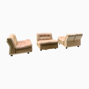 Amanta Ledersessel von Mario Bellini für B&B Italia, 1970er, 3er Set