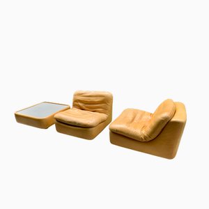 Space Age Wohnzimmer Set aus Nappaleder, 1970er, 3er Set