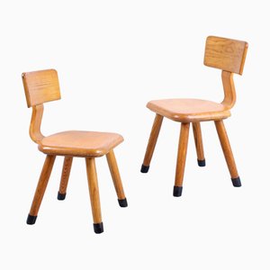 Juego de Sillas infantiles de madera de haya de VD Woude, años 50