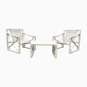 Fauteuils et Table Vintage en Faux Bambou de Kettal, Espagne, 1980s, Set de 3
