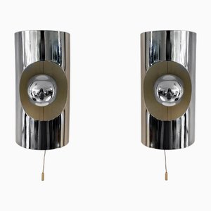 Lampade da parete in metallo cromato di Philippe Rogier per Prova Denmark, anni '60, set di 2