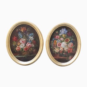 Natura morta, metà XIX secolo-1910, olio su tela, con cornice, set di 2