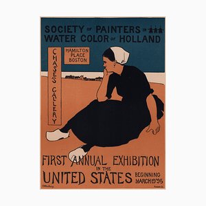 Charles H. Woodbury, Society of Painters in Water Color of Holland from Les Maîtres de L'Affiche, 1898, Original Lithograph