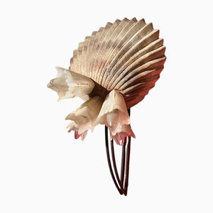 Große italienische moderne organische Vintage Wandlampe mit Terrakotta Muschel mit 5 Glasschirmen, 1980er