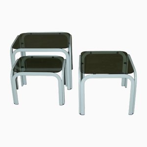 Vintage Metal and Glass Coffee Tables from Ikea, 1980s, Set of 3