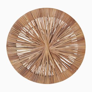 Vintage Italian Wall Lamp in Woven Bamboo, 1960s