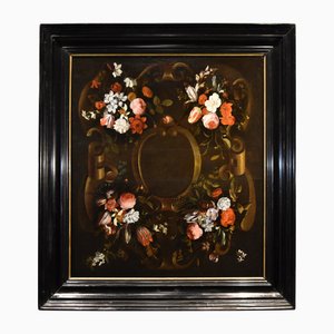 After Frans Van Everbroeck, Garland of Flowers Still Life, 1670, Huile sur Toile, Encadrée