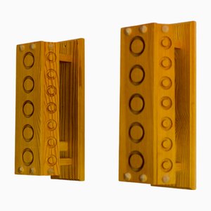 Moderne Mid-Century Wandleuchten aus Kiefernholz von Vemdalia, Schweden, 1975, 2er Set