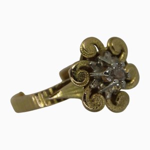 Gold Diamond Flower Ring, 1970s