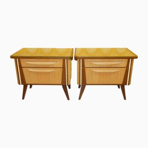 Bedside Tables with Glass Top, 1960s, Set of 2