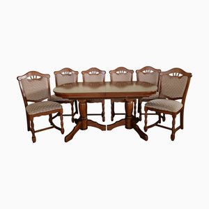 Extendable Dining Table with Chairs, 1970s, Set of 7