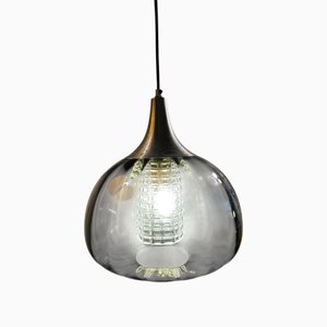 Schwedische Mid-Century Rauchglas Hängelampe, 1970