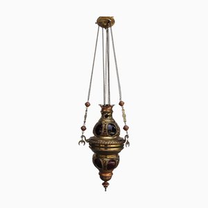 Lanterne Islamique Antique en Laiton, 1940s