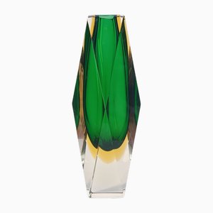 Faceted Sommerso Murano Glass Vase, 1970s