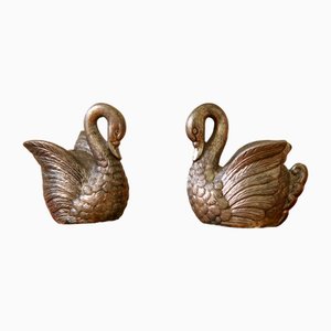 Vintage Pewter Swan Salt and Pepper Shakers, 1950s, Set of 2