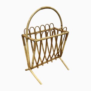 Porte-Revues Vintage en Rotin, 1970s