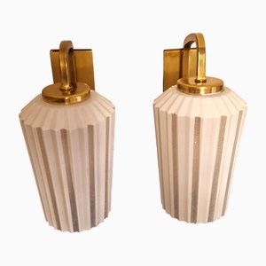 Vintage German Wall Lamps with Teak Shade, 1960s, Set of 2