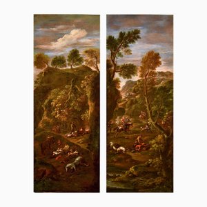 Giuseppe Zais, Landscapes, 1740, Oil on Canvases, Set of 2