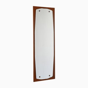 Rechteckiger Vintage Spiegel aus Teak & gebogenem Glas, 1960er