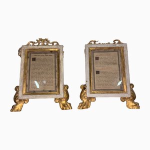 Framed Antique Paper Scrolls, 1900, Set of 2