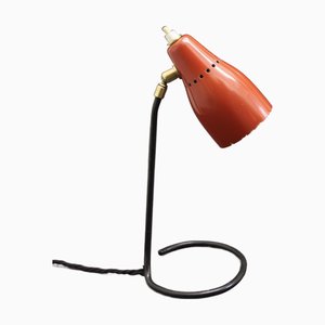Red Lacquered Table Lamp, 1950s