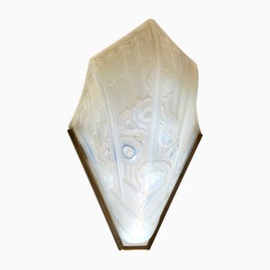 Sconce with Brass and Opal Glass Shade, 1930s