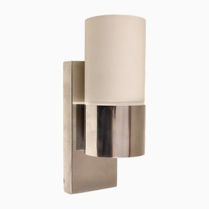 Sconce with Aluminium Fixture and Cylindric Opal Glass Shade, 1960s