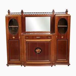 Art Nouveau Period Mahogany and Marquetry Bookcase Sideboard Nancy School, 1900s