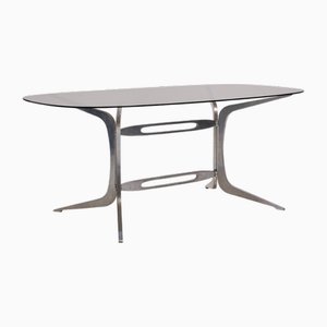 Oval Smoked Glass Table by Pierre Pichard for Ligne Roset, 1970s