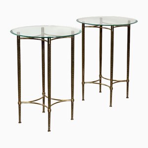 Runde Couchtische aus Messing & Glas, 1960er, 2er Set