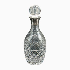 Vintage English Cut Glass and Silver Port Decanter, 1950