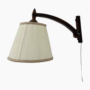 Lampada da parete vintage in legno di quercia, anni '50