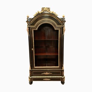 Vetrina Napoleone III in legno nero e bronzo dorato cesellato