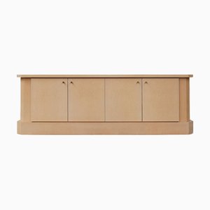 Ivory Lacquer Sideboard in Burl Wood by Jean Claude Dresse, 1970s