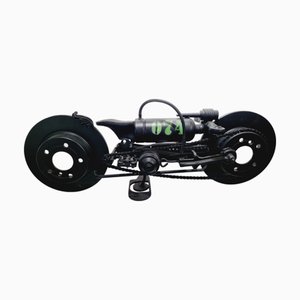 Industrial Black Motorcycle Sculpture