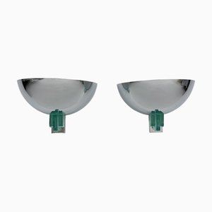Vintage Wall Lamps in Chrome and Acrylic, 1980s, Set of 2