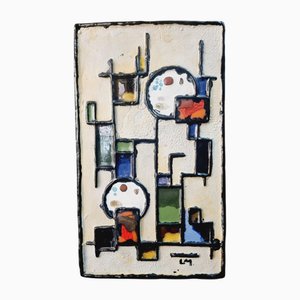Vintage Abstract Ceramic Wall Artwork, 1970s