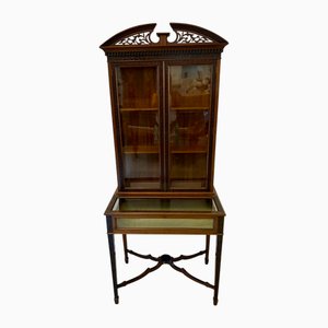 Antique Victorian Carved Mahogany Bijouterie Display Cabinet, 1880