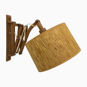 Lampada da parete vintage in teak, anni '60
