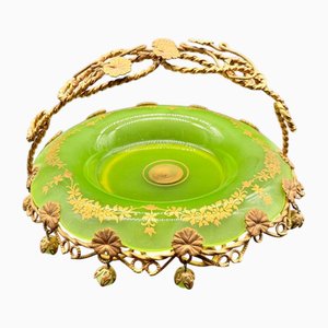 Centro de mesa Ouraline francés, siglo XIX con decoración de bronce dorado