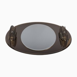 Miroir Ovale avec Applique Murale en Cristal Luxor par Antonio Lupi, Italie, 1960