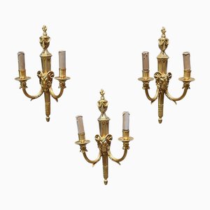 Mid 19th Century Louis XVI Gilt Bronze Wall Lights, Set of 3