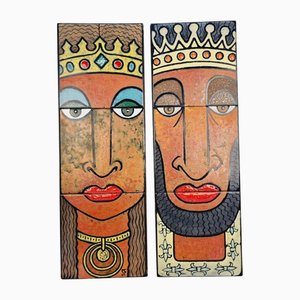 King and Queen Ceramic Wall Artworks, 1970s, Set of 2