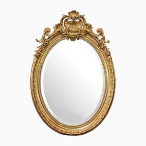 Großer Louis XV Spiegel aus vergoldetem Holz