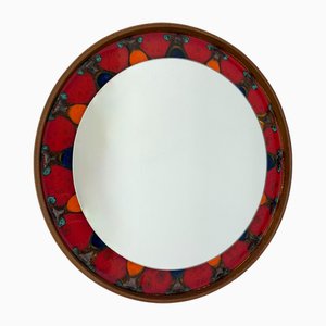 Vintage Round Ceramic Mirror, 1970s