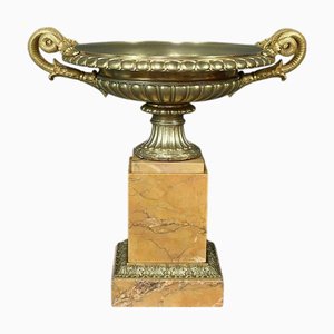 Large Early 19th Century Empire Bronze and Marble Cup