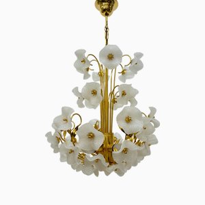 Mid-Century Kronleuchter mit Glasblumen, 1970er