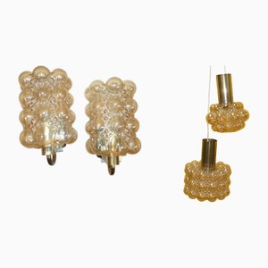 Bubble Glass Lights attributed to Helena Tynell for Glashütte Limburg, 1960s, Set of 4